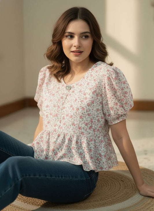 Beautiful Flowers Printed Top